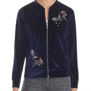 Neiman Marcus Velvet Bomber Jacket. Color Blue. Size XL.